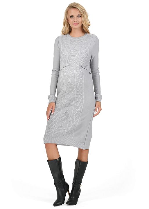 Платье Шарлиз для беременных и кормящих серый меланж I Love Mum 3