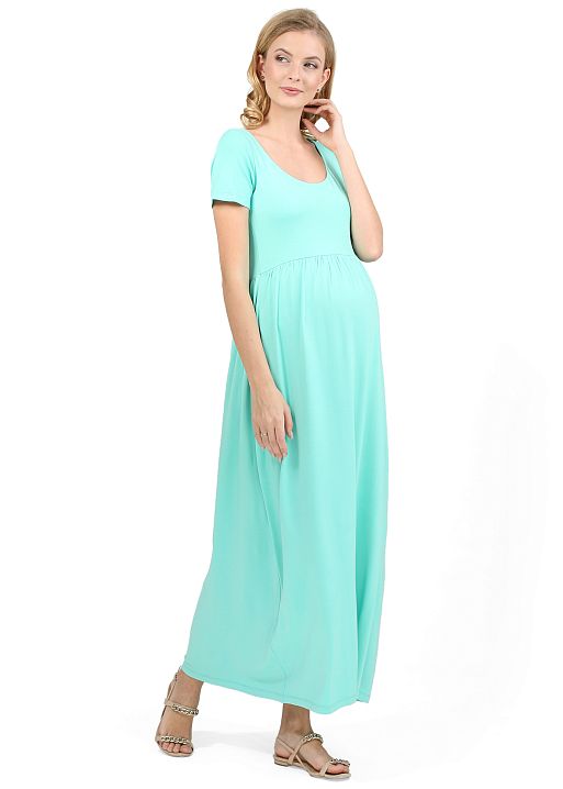 Платье длинное Ампир для беременных ментол I Love Mum 1