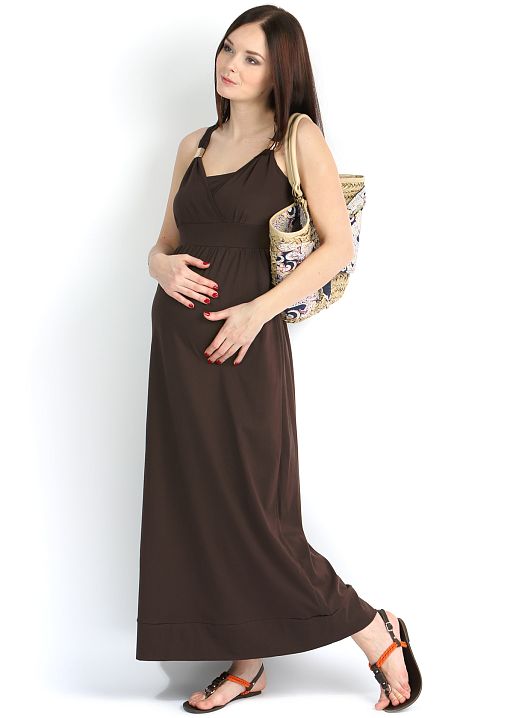 Сарафан СХ01 коричневый для беременных и кормящих I Love Mum 1