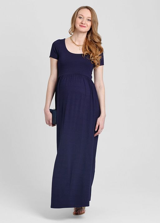 Платье длинное Ампир для беременных т.синий I Love Mum 1