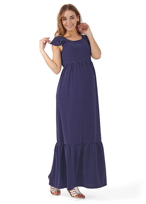 Платье длинное Дакота для беременных и кормящих т.синий горошек I Love Mum 2