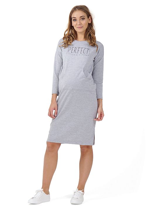Платье Лаура для беременных и кормящих серый меланж I Love Mum 1