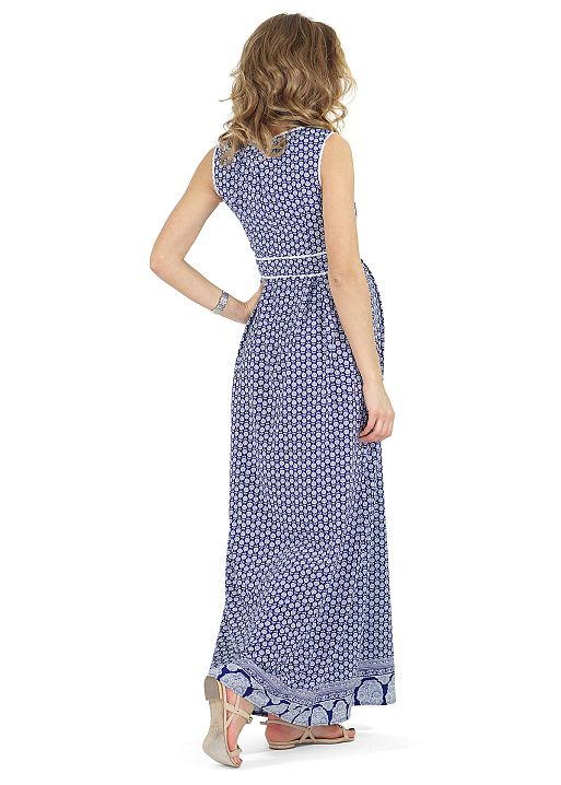 Платье длинное Дафна для беременных и кормящих т.синий белый I Love Mum 4