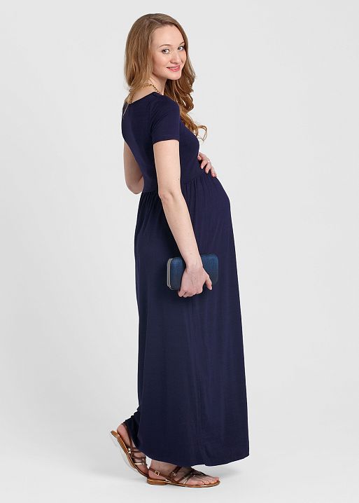 Платье длинное Ампир для беременных т.синий I Love Mum 2