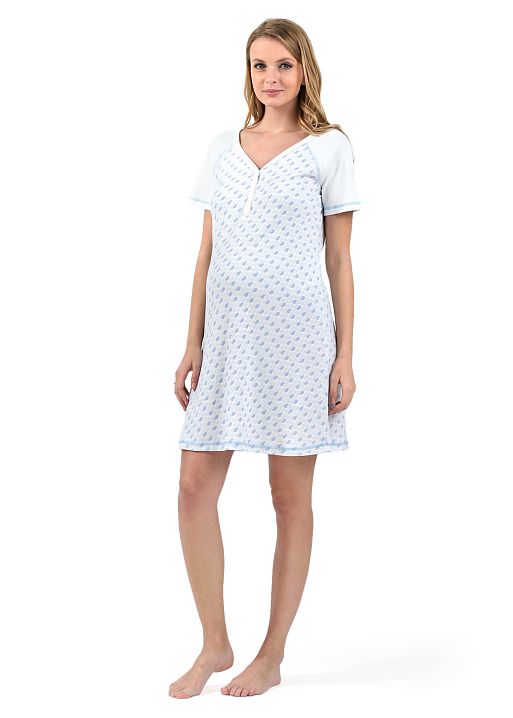 Ночная сорочка Руфия для беременных и кормящих голубой I Love Mum 2