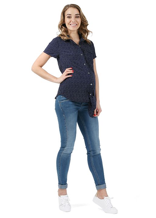 Рубашка Бетси для беременных и кормящих т.синий горошек I Love Mum 2