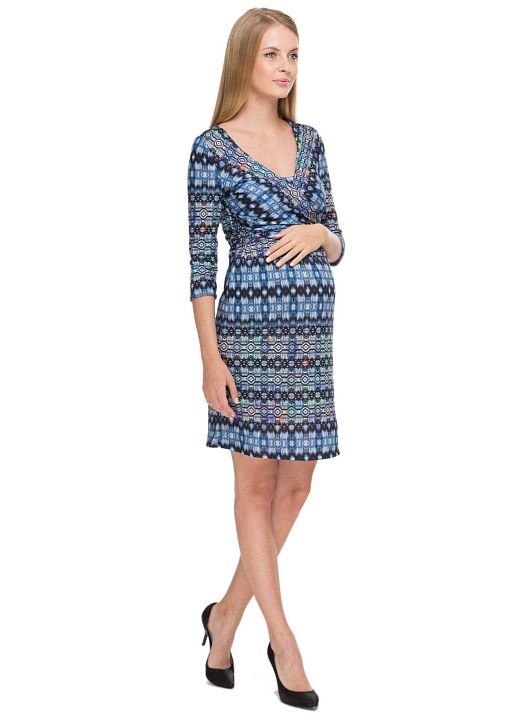 Платье Шенон синяя геометрия для беременных и кормящих I Love Mum 1