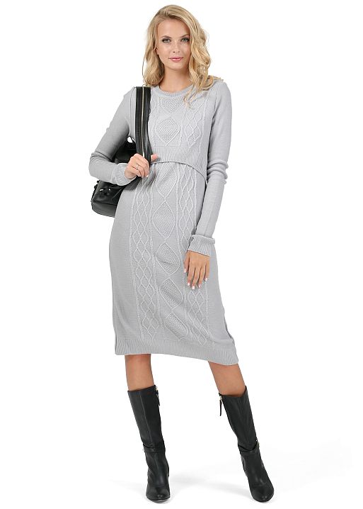 Платье Шарлиз для беременных и кормящих серый меланж I Love Mum 1