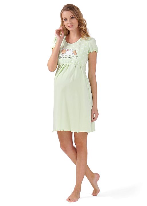 Ночная сорочка Мурсия  для беременных и кормящих лаймовый I Love Mum 1