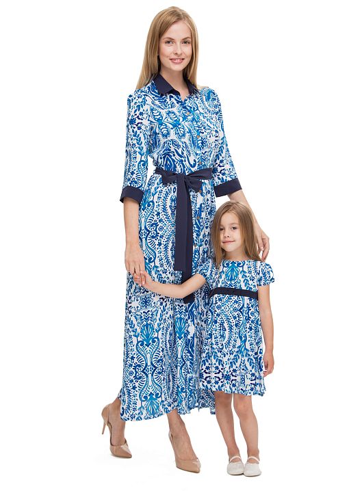 Платье Элегия белое с синими цветами для кормящих I Love Mum 1
