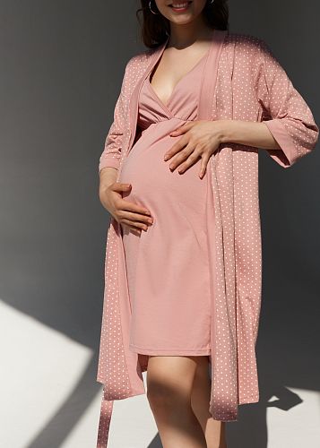 Комплект для роддома Айрис для беременных и кормящих цвет пудровый горох   I Love Mum