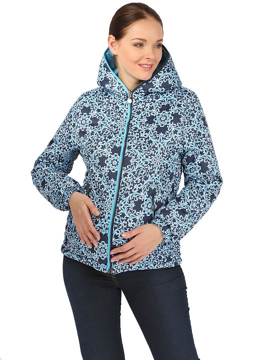 Куртка демис. 2в1 двухсторонняя Лили узоры голубые для беременных I Love Mum 1