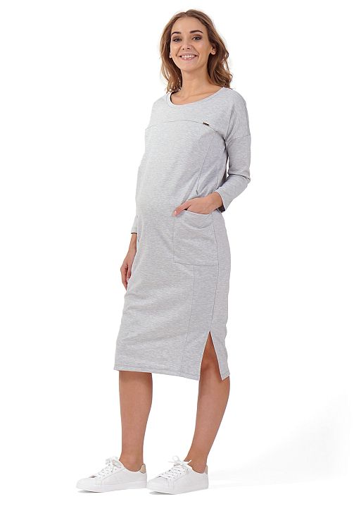 Платье Гильда для беременных и кормящих серый меланж I Love Mum 1