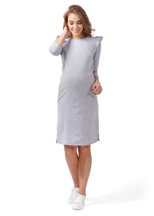 Платье Мирна для беременных и кормящих серый меланж I Love Mum 1
