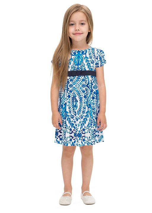 Платье детское Кенди белое с синими цветами I Love Mum 1