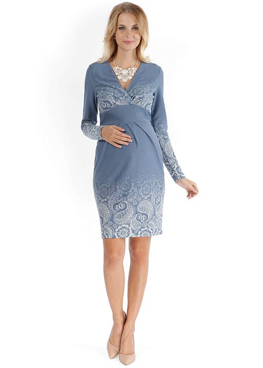 Платье Жозефина голубое с пэйсли для беременных и кормящих I Love Mum 1