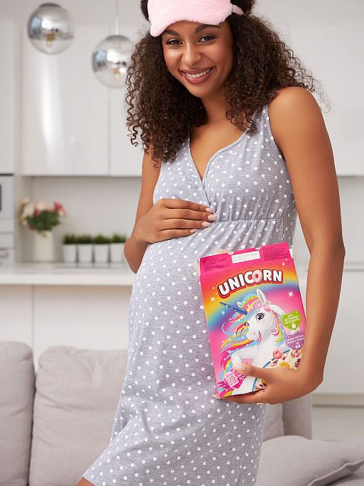 Ночная сорочка для беременных и кормления в роддом Оливия I Love Mum 10