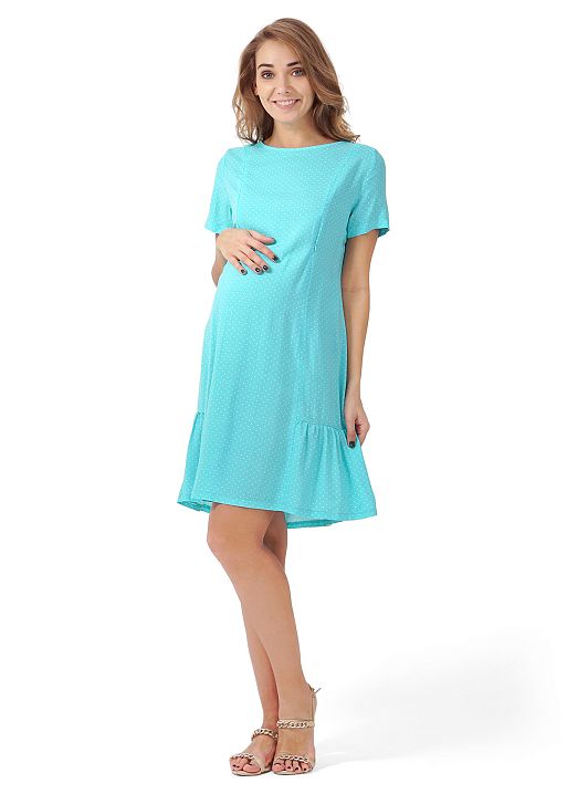 Платье Ривер для беременных и кормящих ментол горошек I Love Mum 1