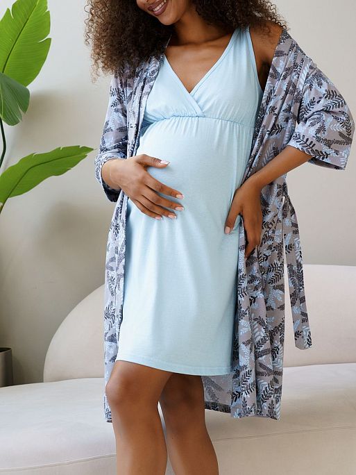 Халат и сорочка для беременных и кормящих в роддом Айрис I Love Mum 16