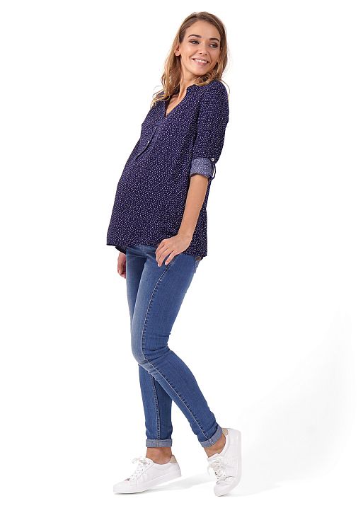Блузка Девика для беременных и кормящих т.синий горошек I Love Mum 1