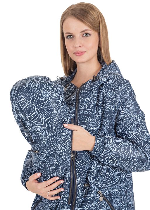 Куртка демис. 3в1 Бритни клепки на синем для беременных и слингоношения I Love Mum 3