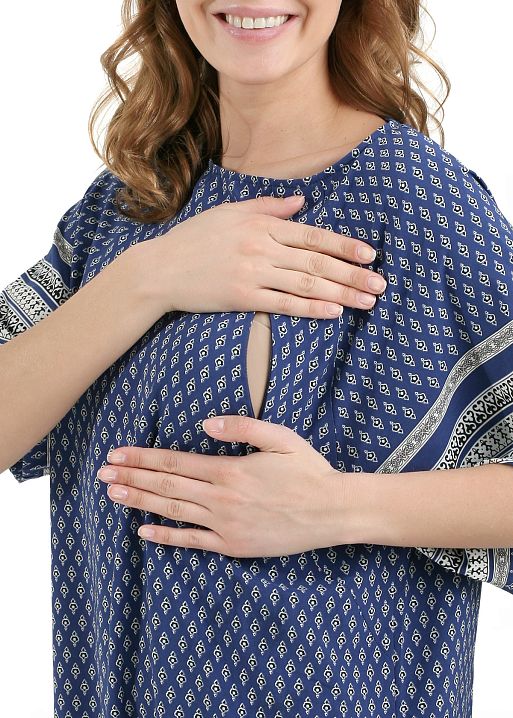 Платье Фитель для беременных и кормящих синий I Love Mum 3
