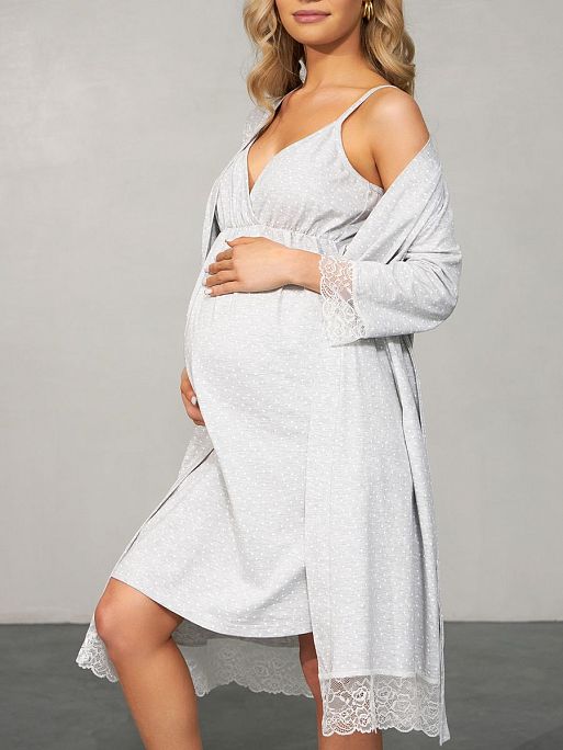 Халат и сорочка для беременных и кормящих в роддом Дольче I Love Mum 2