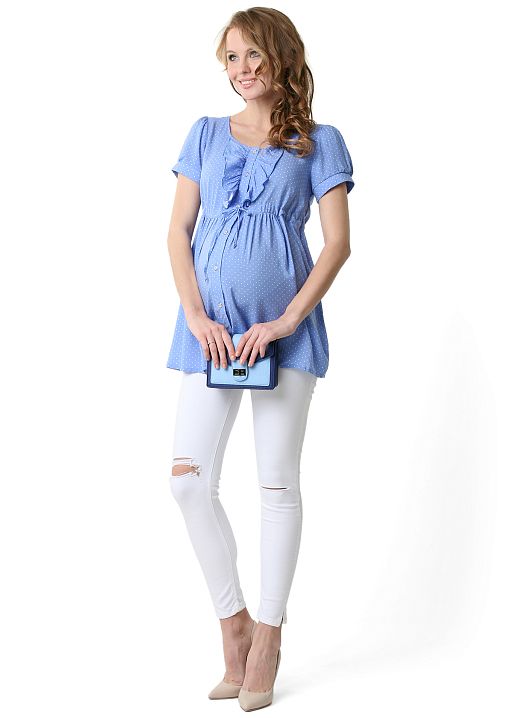 Блузка Юлия для беременных и кормящих васильковый горошек I Love Mum 2