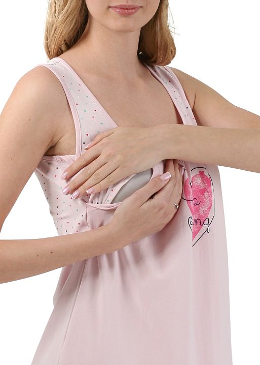 Ночная сорочка Невия для беременных и кормящих розовый I Love Mum 2
