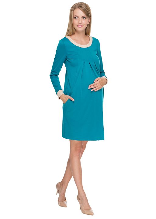 Платье Франка изумрудное для беременных и кормящих I Love Mum 1