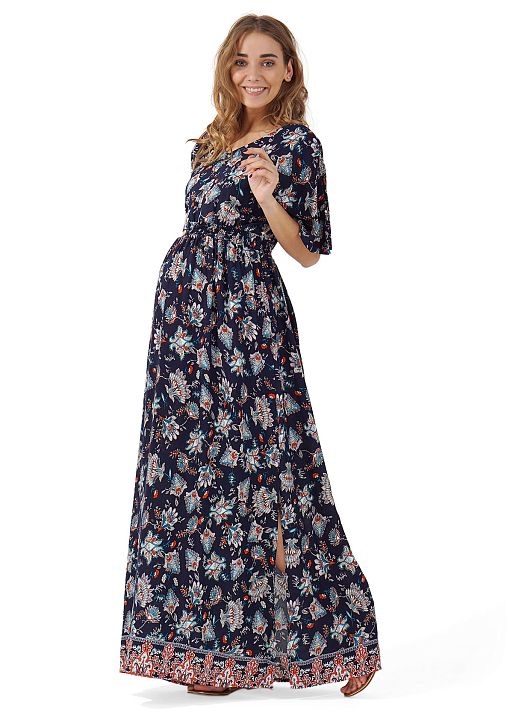 Платье длинное Шанти для беременных и кормящих т.синий I Love Mum 2