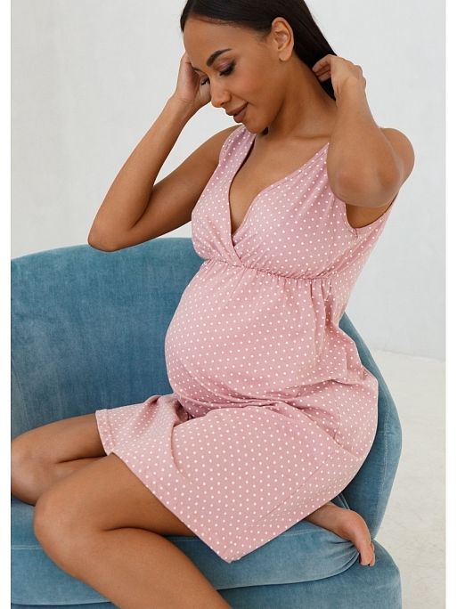 Ночная сорочка для беременных и кормящих; цвет: пудровый 4 Ночная сорочка для беременных и кормящих I Love Mum 4