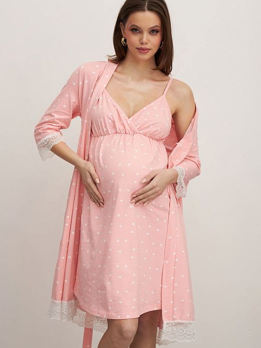 Халат и сорочка для беременных и кормящих в роддом Дольче I Love Mum 3
