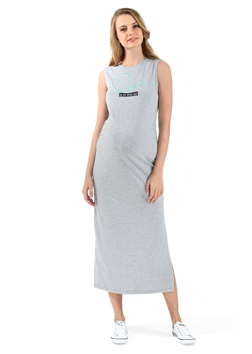 Платье Скрейч для беременных серый меланж I Love Mum 2