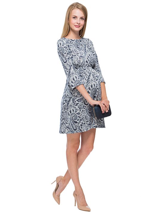 Платье Софи т.синее с серым узором для беременных и кормящих I Love Mum 1