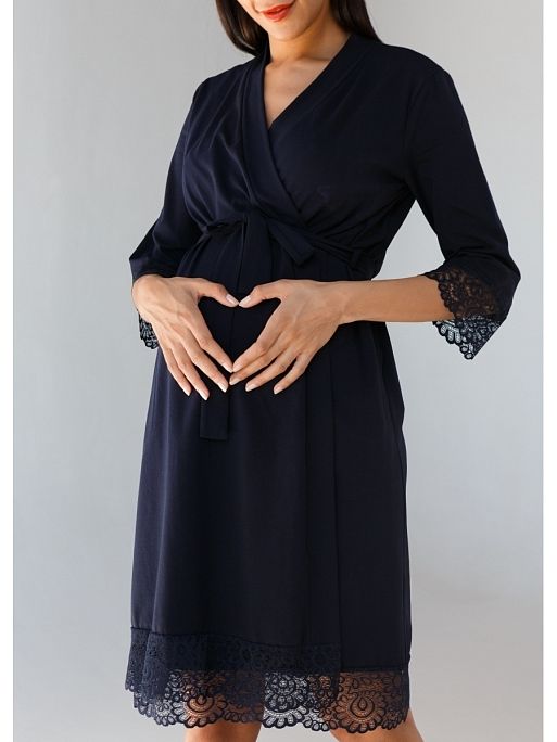 Комплект халат и сорочка для беременных; цвет: синий 5 Комплект халат и сорочка для беременных I Love Mum 5