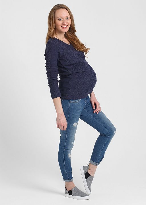 Джемпер Доминика для беременных и кормящих синий меланж I Love Mum 1