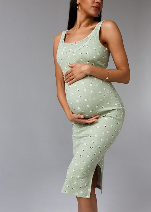 Платье Кашкорсе для беременных и кормящих софтграсс/ромашки I Love Mum 1