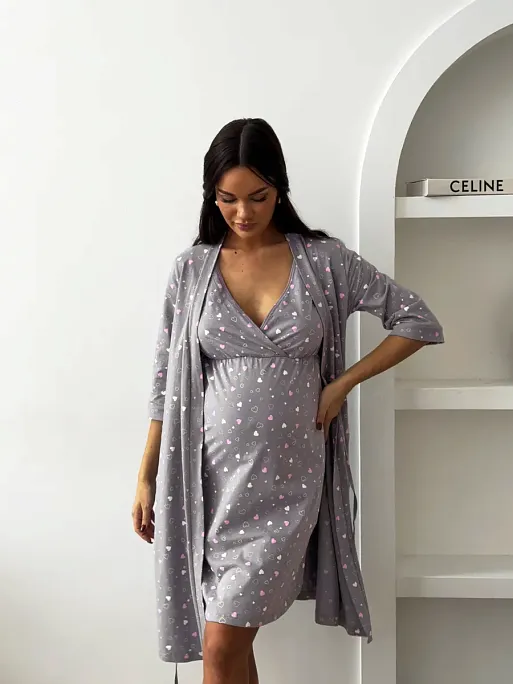 Халат и сорочка для беременных и кормящих в роддом I Love Mum 16