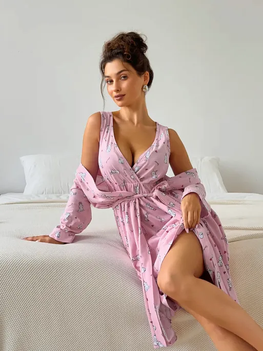 Халат и сорочка для беременных и кормящих в роддом I Love Mum 2