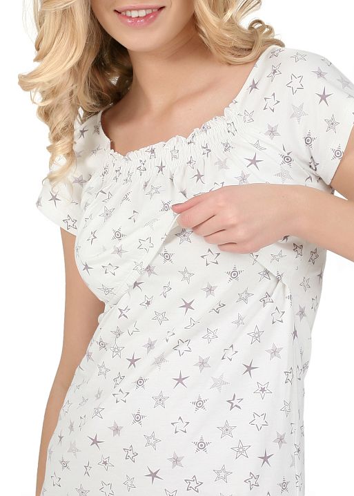 Ночная сорочка Яна для беременных и кормящих св. бежевый I Love Mum 3