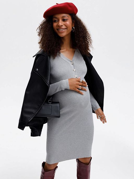 Платье для беременных и кормящих Мэрлин трикотажное в рубчик I Love Mum 7