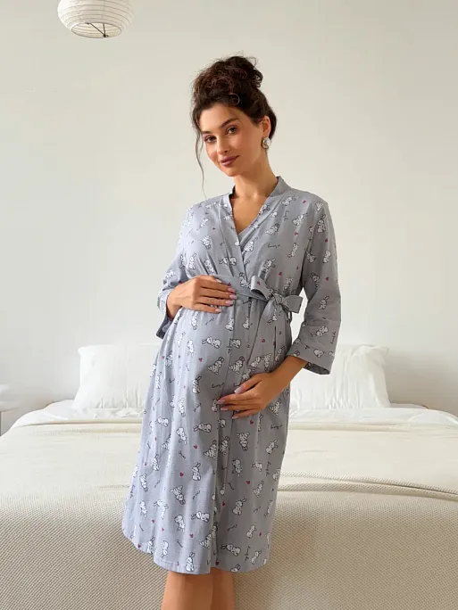 Халат и сорочка для беременных и кормящих в роддом I Love Mum 14