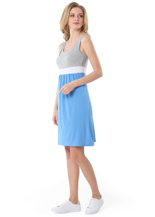 Платье Триколор для беременных и кормящих деним серый меланж I Love Mum 1
