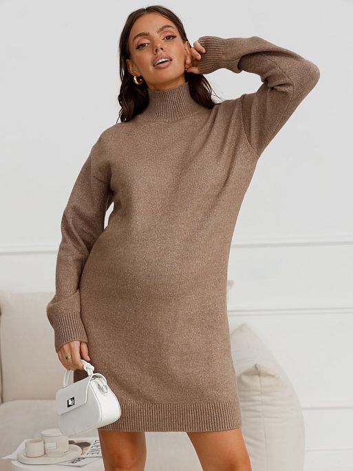 Платье-свитер трикотажное для беременных на осень I Love Mum 7