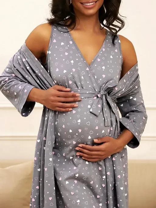 Халат и сорочка для беременных и кормящих в роддом I Love Mum 2