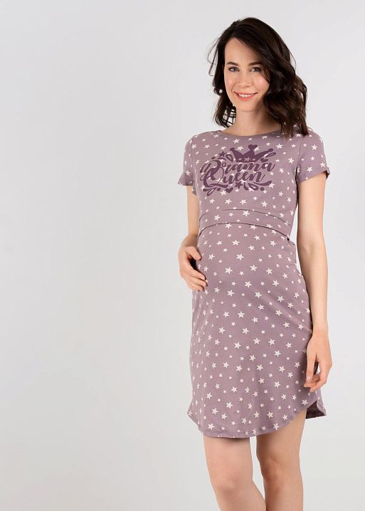 Ночная сорочка "Мелана" для беременных и кормящих; цвет: кофейные звезды (FS) 1