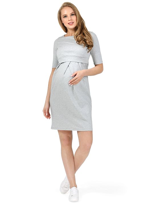 Платье Инес для беременных и кормящих серый меланж I Love Mum 2