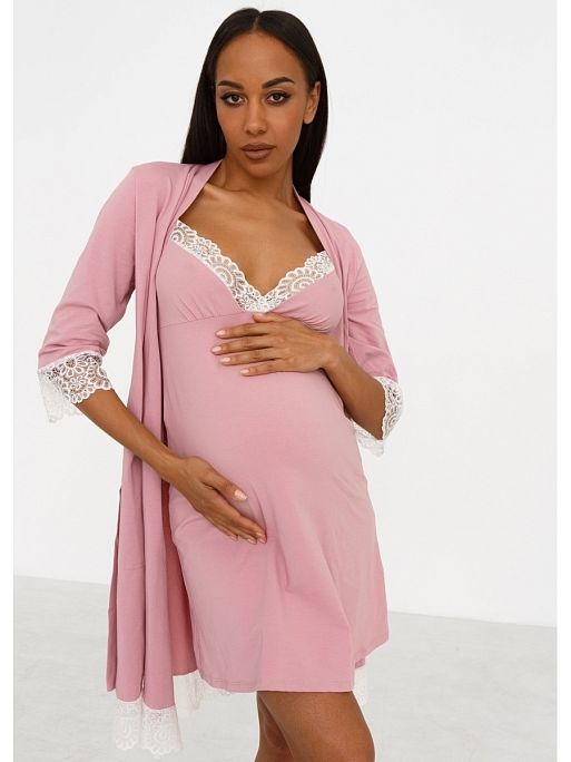 Комплект халат и сорочка для беременных I Love Mum 2