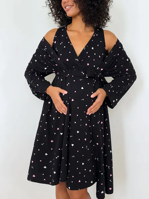 Халат и сорочка для беременных и кормящих в роддом I Love Mum 17